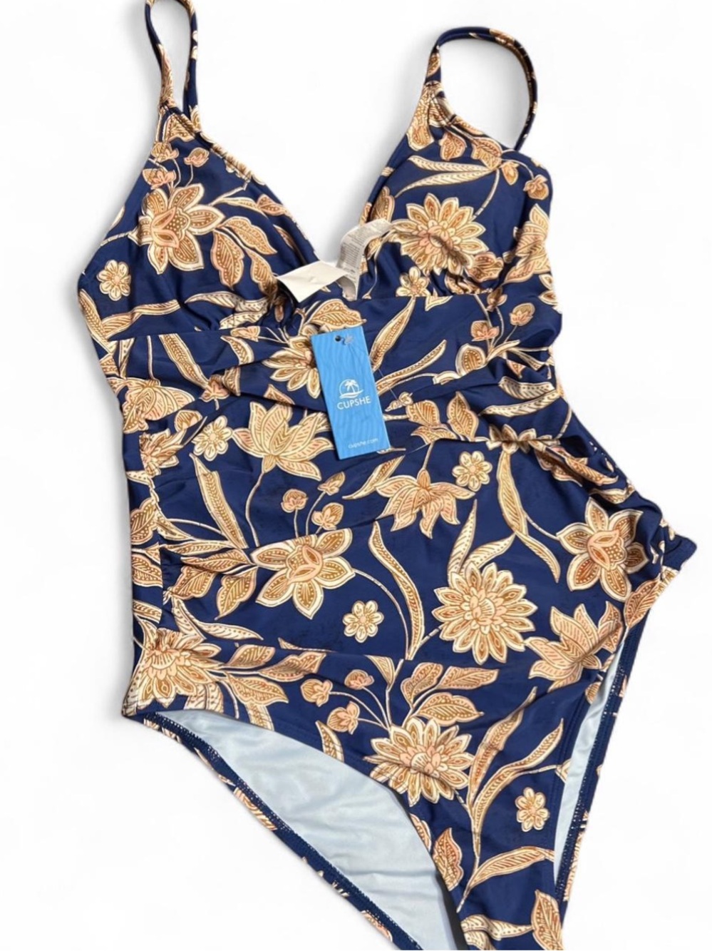 Cupshe navy Floral One-Piece Swimsuit